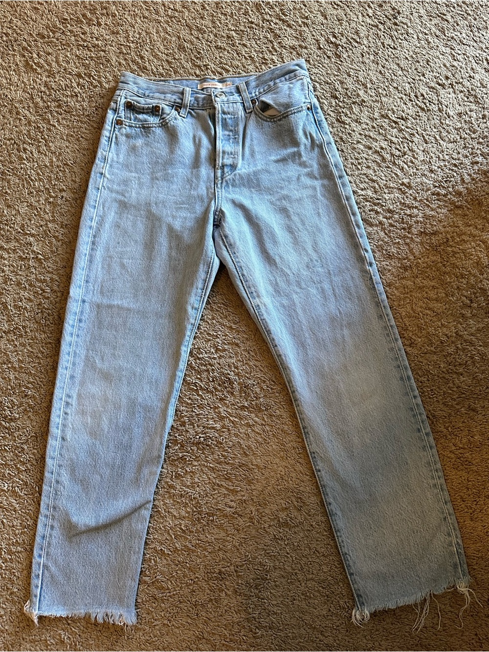 Levi's Premium Wedgie Straight Jeans - Talla 26 - Light Wash Distressed